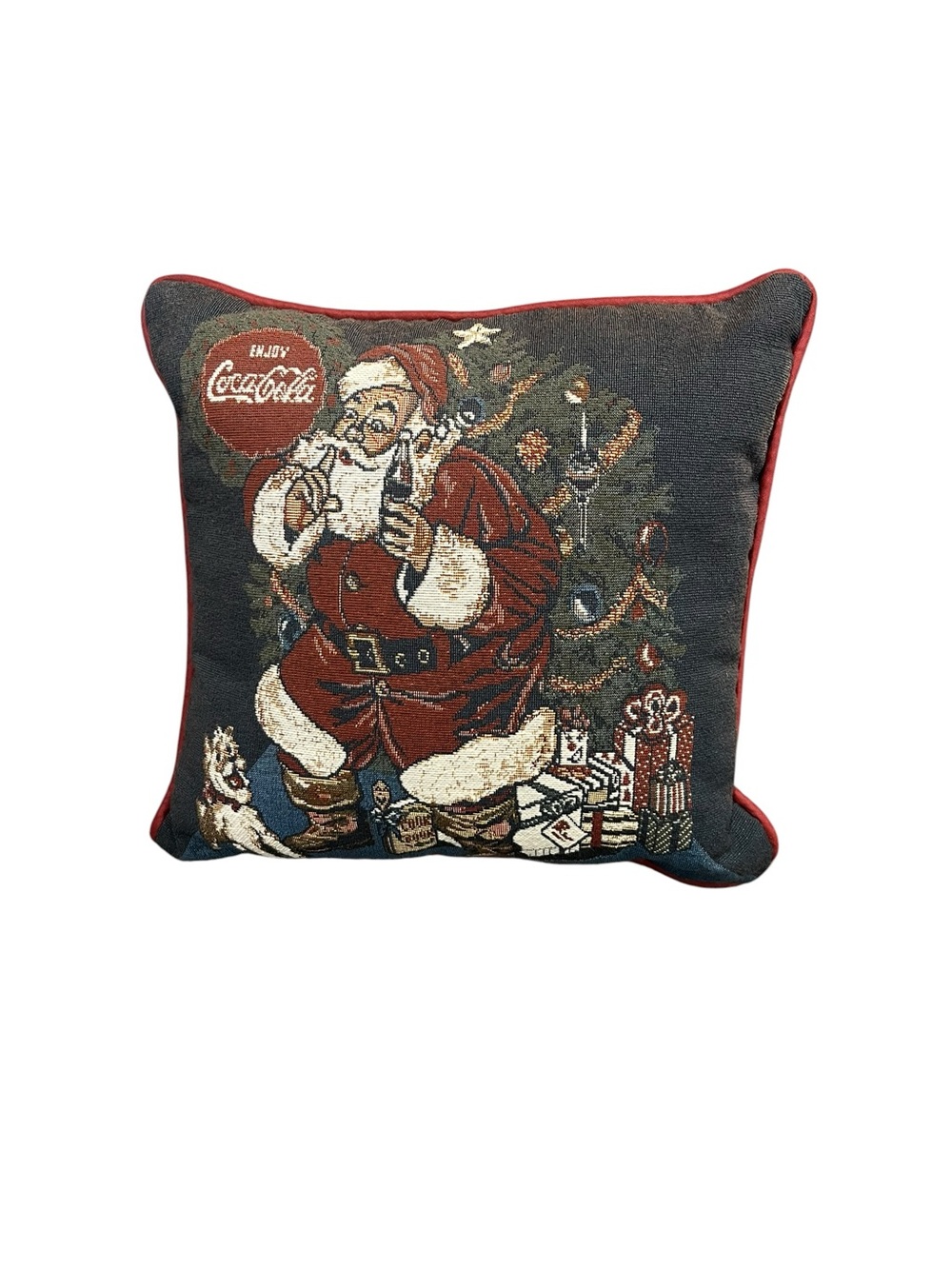 Vintage Coca Cola Santa Claus Tapestry Decorative Throw Pillow 12”x12”